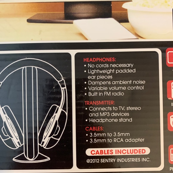 NWOT/in Box Wireless TV Headphones/Transmitter - Picture 7 of 10